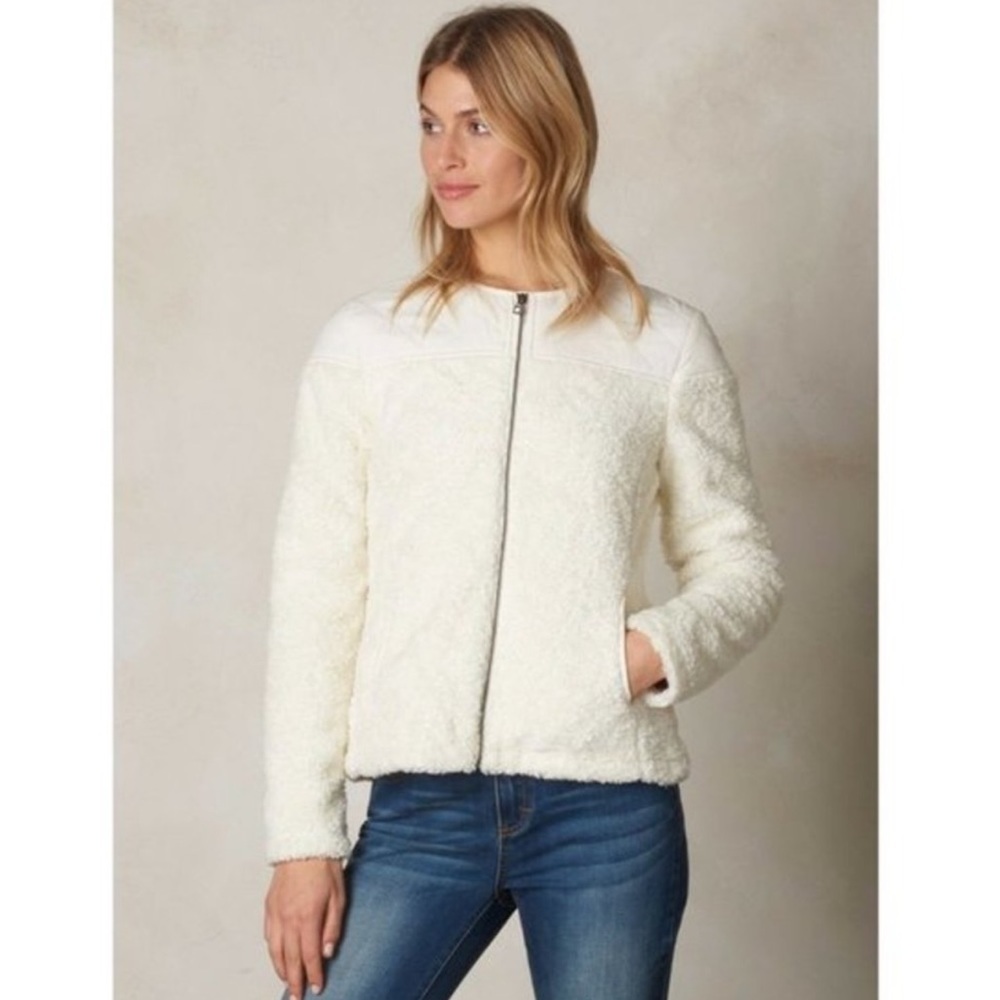 Prana Good Luxe‎ Quilted White Shearling Jacket XL